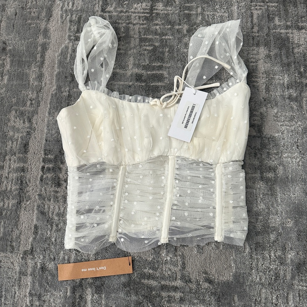 Reformation Sheer Polka Dot Crop Top